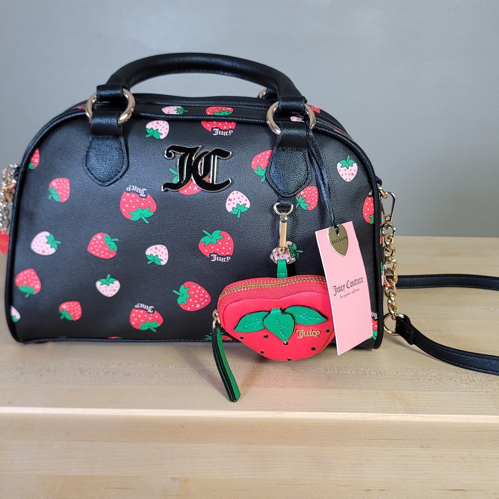 Juicy Couture Black and Red Strawberry Print Women's Bag